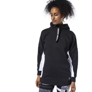 Bluza Z Kapturem Damskie Reebok Meet You There Oversize Cover-Up Czarne PL 63OZQYX